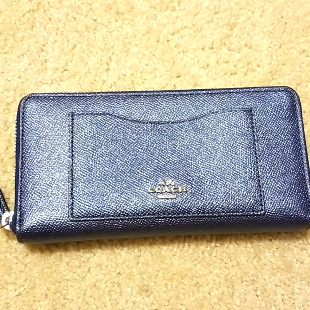 Coach Long Metallic Zip Around Wallet